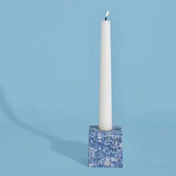 New Discontinued Joanna Buchanan Cube Candlestick  in Rose&Blue Quartz - Picture 2 of 7